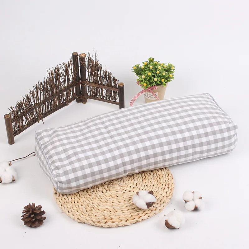 Сельский стиль старая грубая ткань квадратная гречневая подушка мягкая впитывающая пот длинная квадратная подушка для здоровья подушка для шеи - Цвет: gray-White plaid