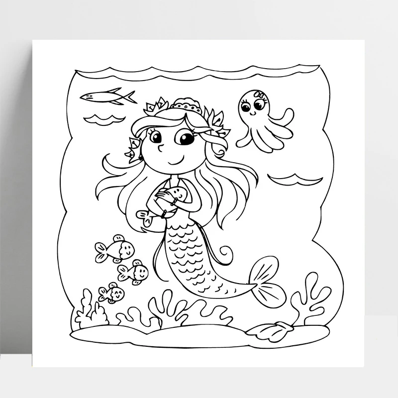 

AZSG Fishbowl Waterweeds Mermaid Clear Stamps For DIY Scrapbooking/Card Making/Album Decorative Silicone Stamp Crafts