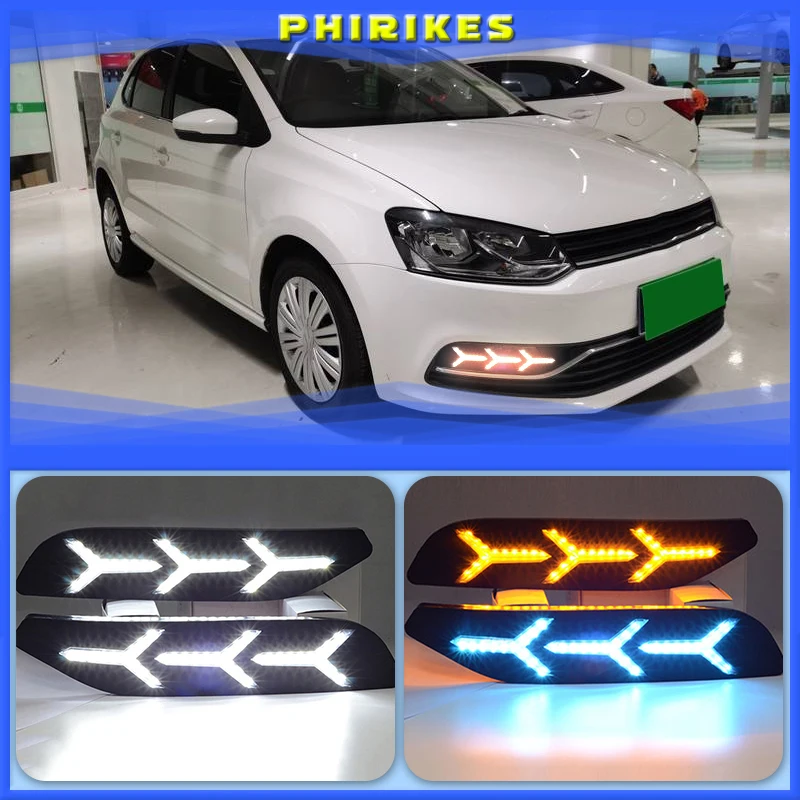 

LED For Volkswagen VW Polo 2014 2015 2016 2017 2018 Driving Dynamic Streamer Flow Fog light Daytime Running Lights DRL