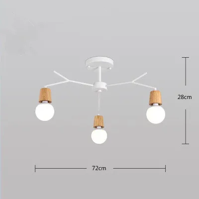 Скандинавский винтажный Лофт деревянный потолочный светильник s для гостиной Ретро E27 лампа светильник Современный домашний светильник - Цвет абажура: 3 heads