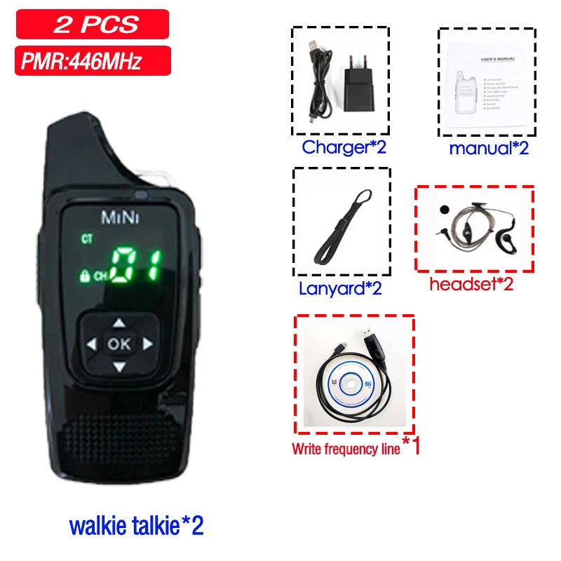 2x HF 3A мини рации UHF 400-470mhz VOX радиостанция HF трансивер микро радио коммуникатор рация с наушником - Цвет: 2x