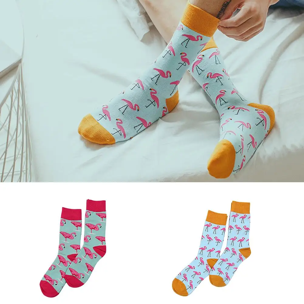 

Winter Funny Animal Printed Flamingo Men Sock Elastic Cotton Casual Adult Sock