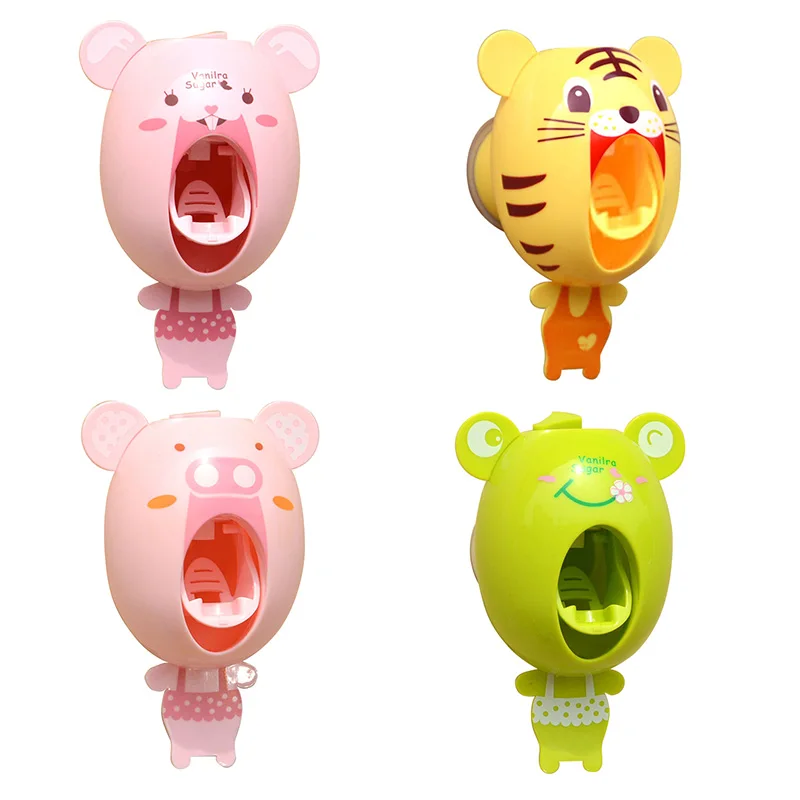 

Practical Strong Suction Sucker Funny Cartoon Style Bathroom Household Toothbrush Holder Children Automatic Toothpaste Dispenser