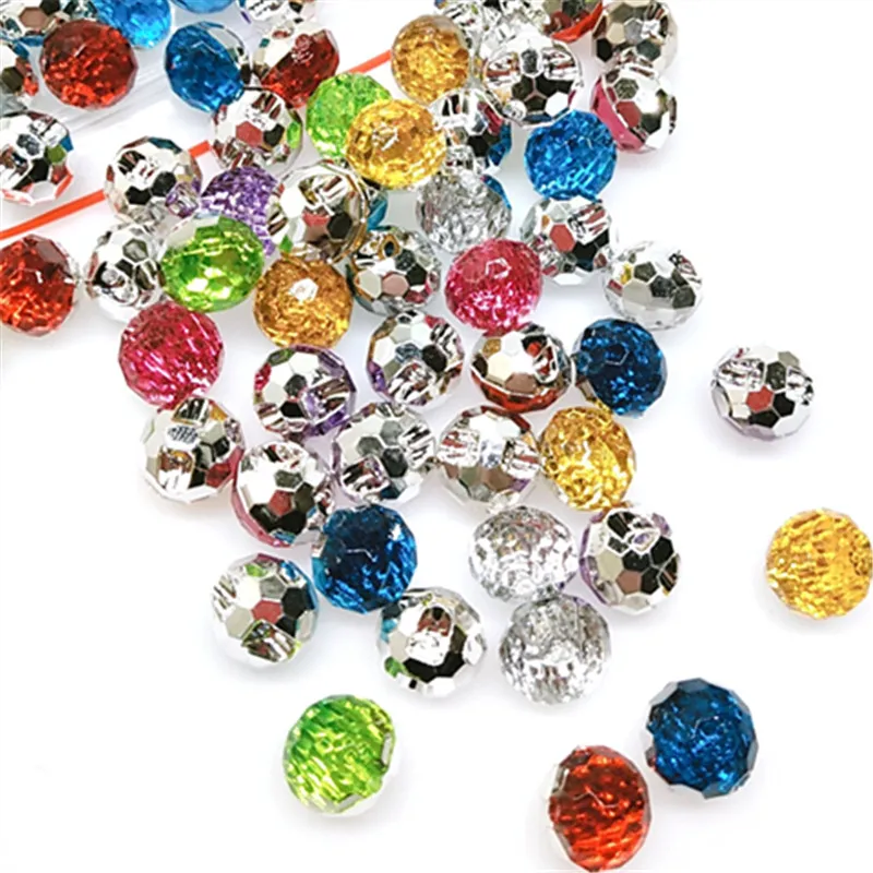 

U PICK Mixed Colors 12mm 100pcs Acrylic Buttons Austria faceted Crystal Glass button Beads Loose Round Beads DIY Crafts