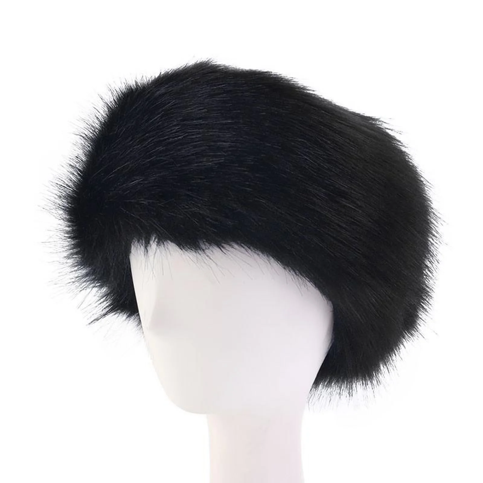 Winter Thick  Headband For Women Men Fur Hairband Russian Furry Earmuffs Elastic Turban Wide Headwear Ski Hats Accessories
