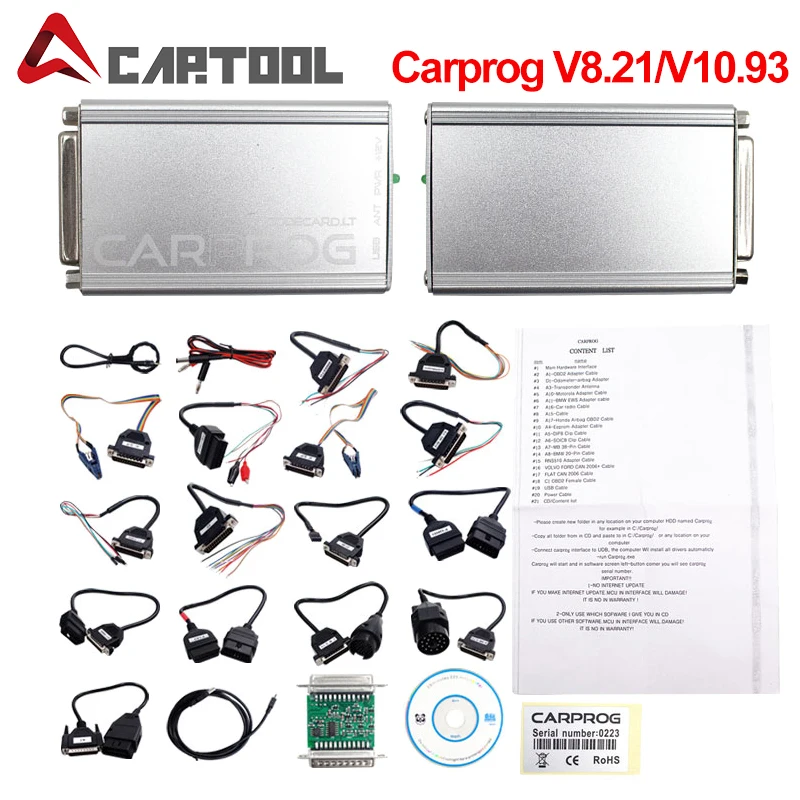 Carprog V8.21 Autó Prog Teljes Készlet V10.05 V10.93 Auto Ecu Programozó Autójavító Szerszámok 21 Teljes Adapterrel Autó Prog Programozóval