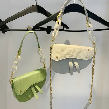 

Elegant Armpit Sling Handbags Women Genuine Leather Shoulder Bags Saddle Bag Simple Shoulder Messenger Bags