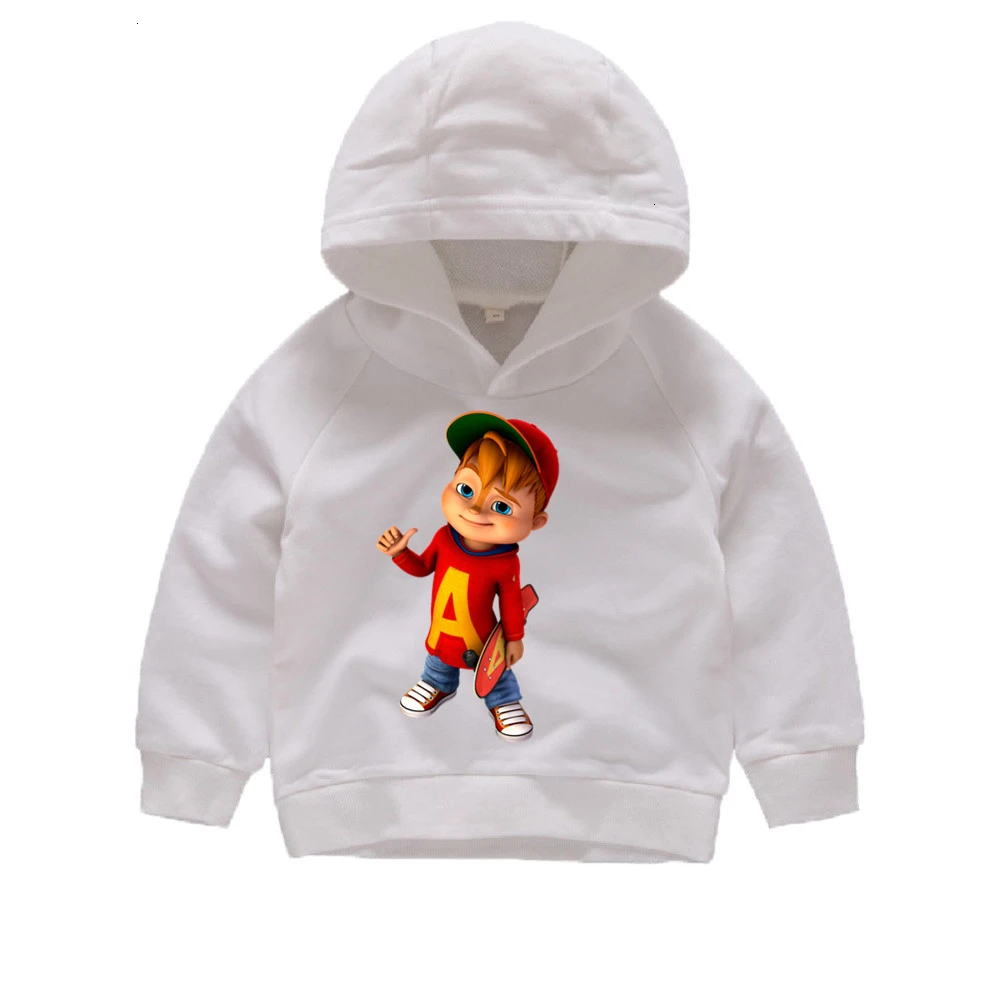 as picture Зимняя толстовка с капюшоном и принтом «Alvin And The Chipmunks», забавные детские топы с круглым вырезом для мальчиков и девочек, детские топы с героями мультфильмов - Цвет: as picture
