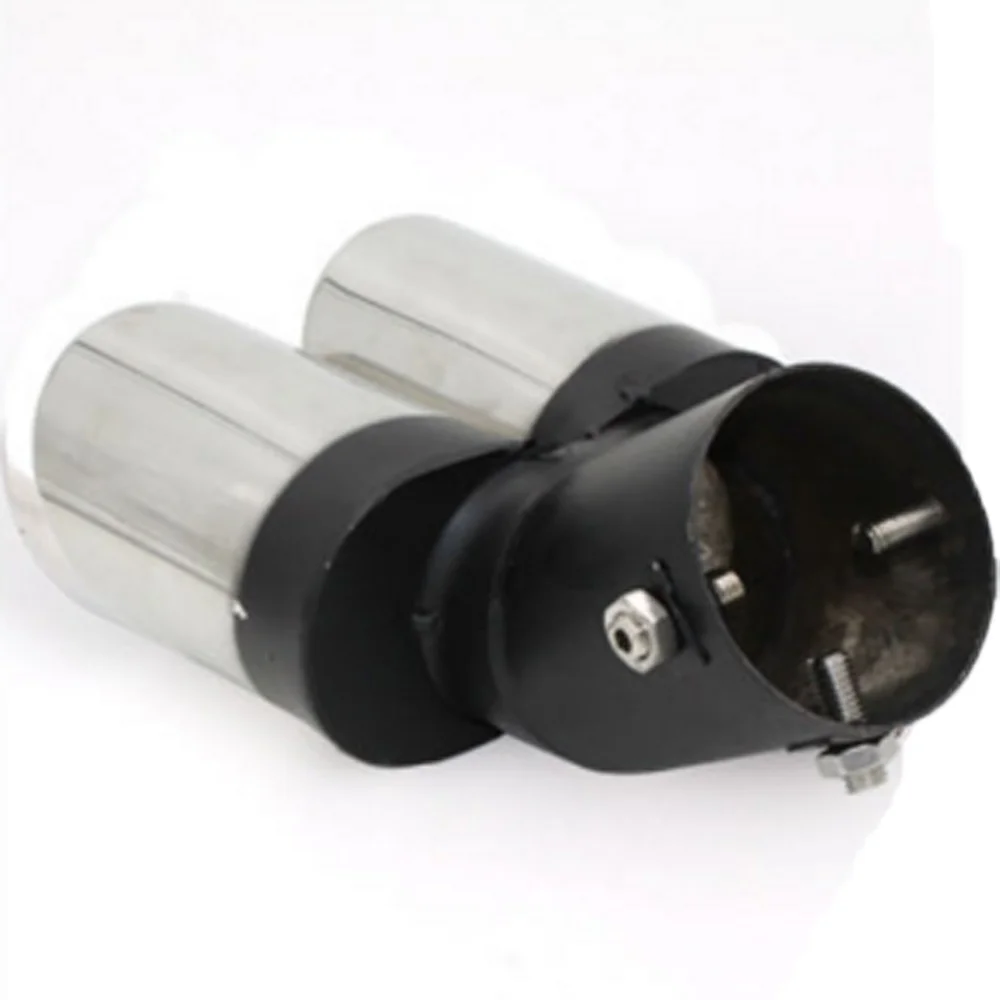 Universal Car Auto Round Exhaust Muffler Tip Stainless Steel Exhause 1 to 2 Dual Pipe Chrome Trim Modified Car Rear Tail