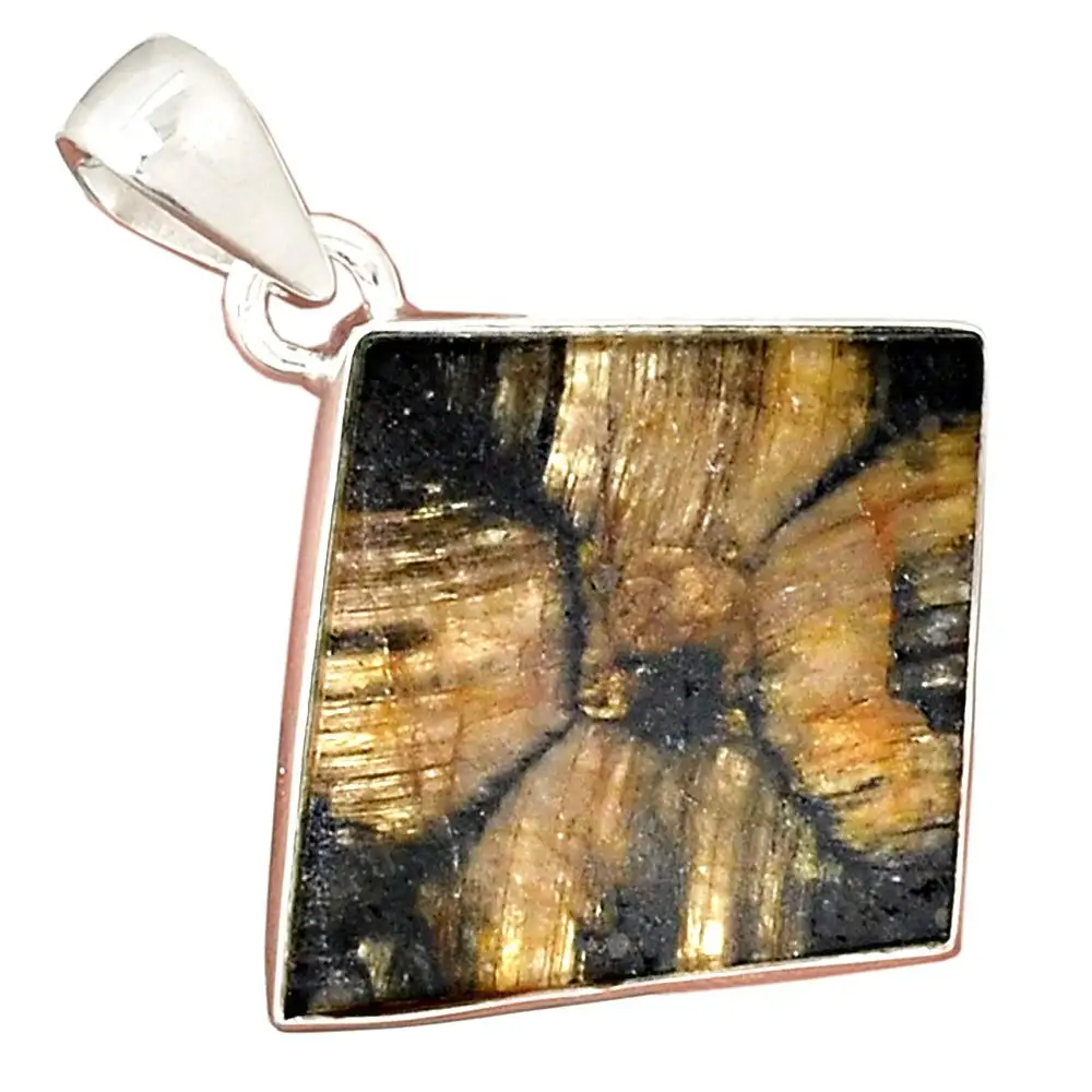 

Genuine CHIASTOLITE Pendant 925 Sterling Silver,40.7 mm, AP6344