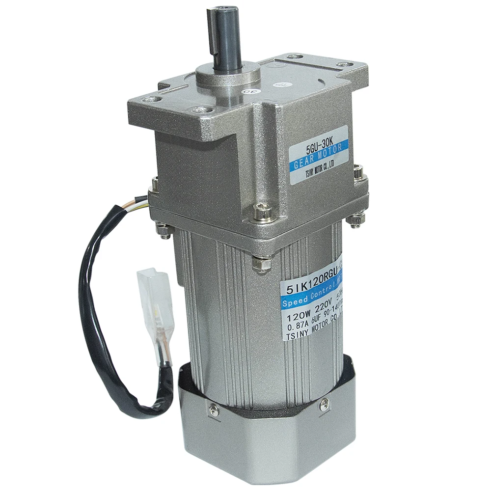 

AC120-5GUD AC Gear Motor 110V/220V 120W 7.5/15/23/34/54/75/108/150/180/270/450Rpm High Torque AC Gear Motor With 5GUD Gearbox