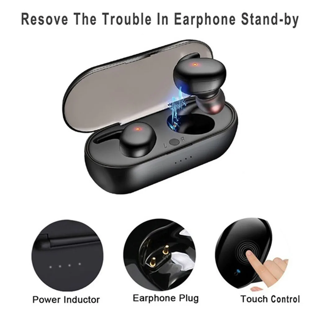 Y30 In-Ear Bluetooth 5.0 TWS Earphone Earbuds Good Sound Touch Control Waterproof IPX5 Headphones Voice Cancel Earpiece Ear Bud