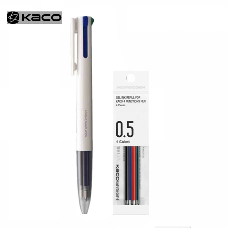 KACOGREEN EASY 4 Functions Pen Multifunction Pens 0.5mm Refill Black Blue Red Green Refill Gel Pen for Office School/OEM Refill vans old school 36 dx vn0009qf1oz classic green