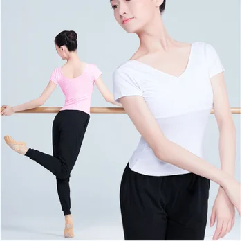 

Ballet Top T Shirt Cotton Short Sleeve Women Slim Shirt For Gym Fitness Breathable Solid Clothes Ballet Dance Wear