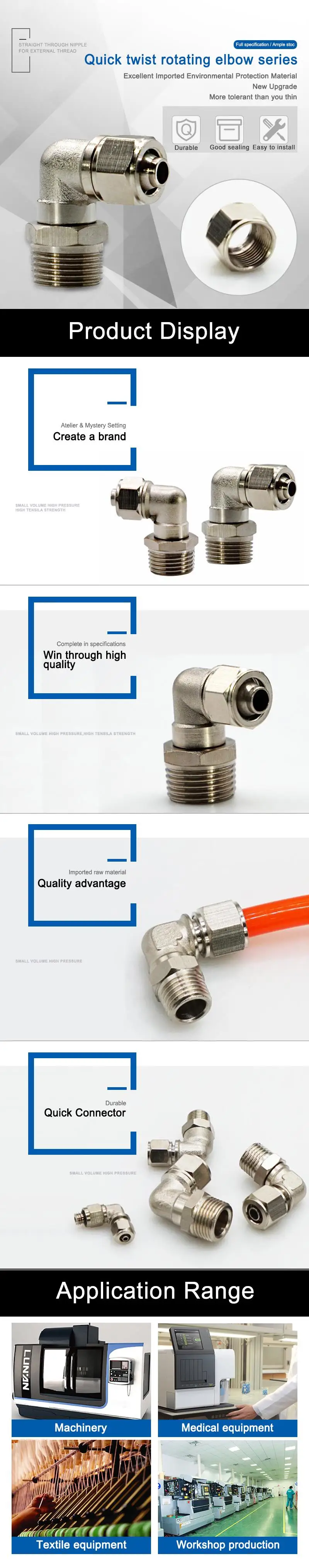 气动快拧气管接头PL8-02可旋转螺纹弯头4-M5英文版