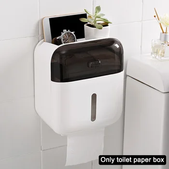 

Self Adhesive Toilet Paper Holder Tissue Box Storage Rack Wall Mounted Multifunction No Drilling Hotel Bathroom Floating Shelf