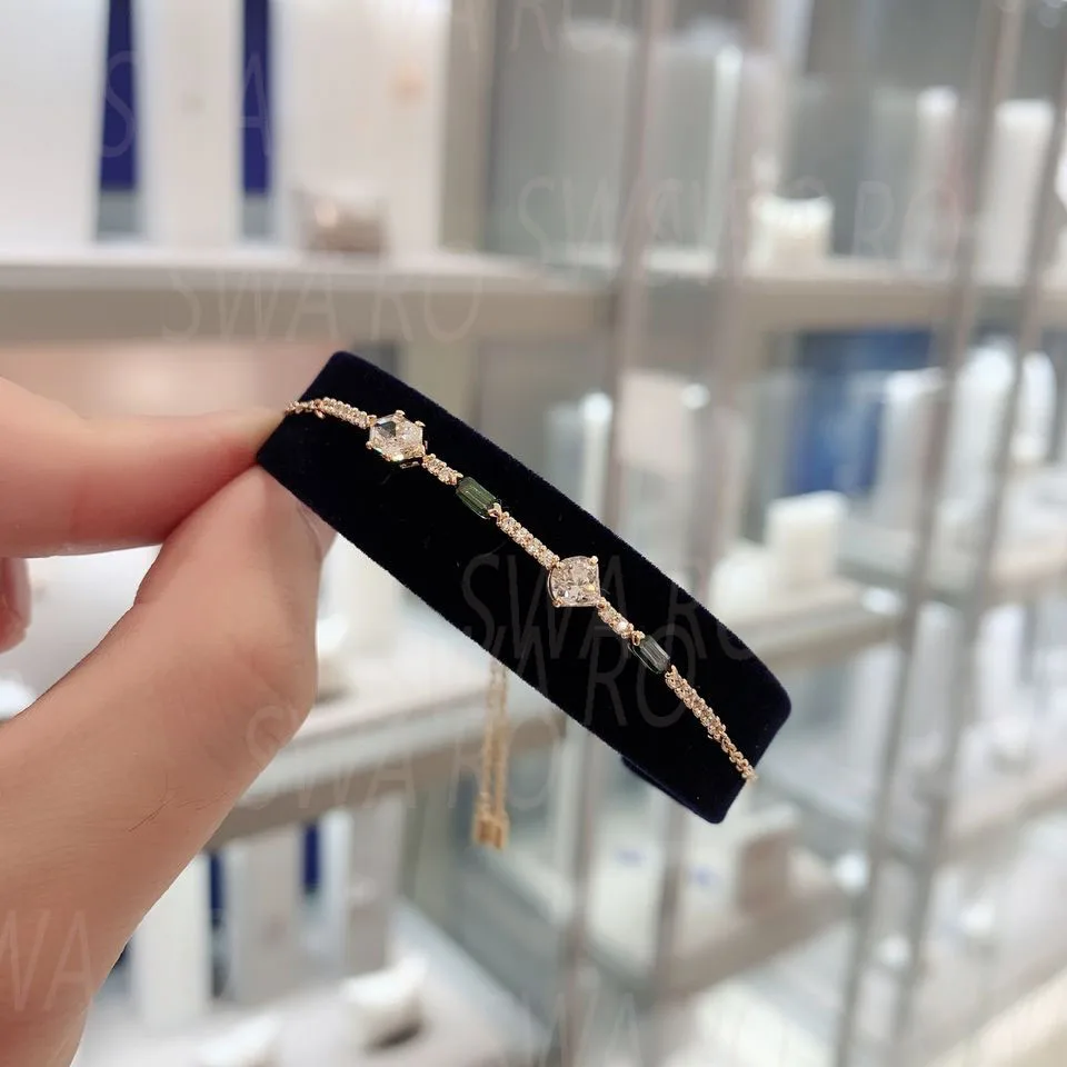 

SWA 2019 Fashion Luxury New OZSeries Green Crystal Gold Color Retractable Bracelet Exquisite Elegant Women's Best Jewelry Gift