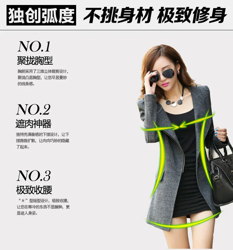 Autumn And Winter New Style Large Size Dress Cashmere Wool Woolen Jacket Europe And America Big Brand Mid-length Slim Fit W