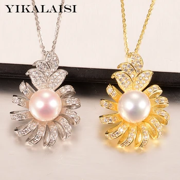 

YIKALAISI 925 Sterling Silver Jewelry Pearl Pendants 2020 Fine Natural Oblate Pearl jewelry 10-11mm Pendants For Women wholesale