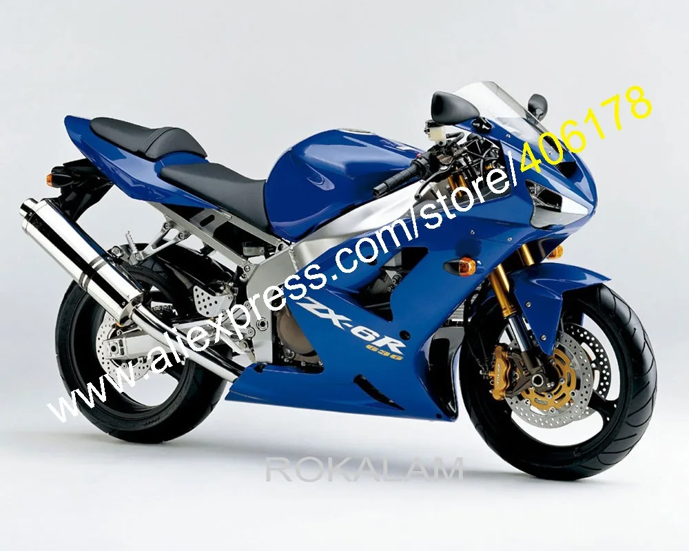 Все синие обтекатели ZX6R для Kawasaki Ninja ZX-6R 03 04 636 2003 2004 комплект кузова запчасти