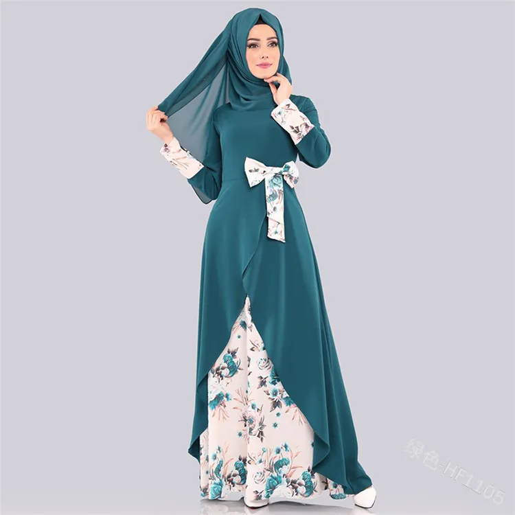 Элегантный Модный Стиль мусульманские женщины плюс размер длинные abaya s-xxl - Цвет: Зеленый