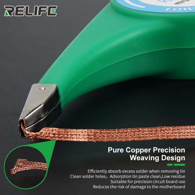 lead free solder paste RELIFE Anti-scalding Nozzle Soldering Wick Wires 1.5-3.5mm Width Desoldering Precision Tin Strip Remover Wire for PCB Tin Wire copper welding rod