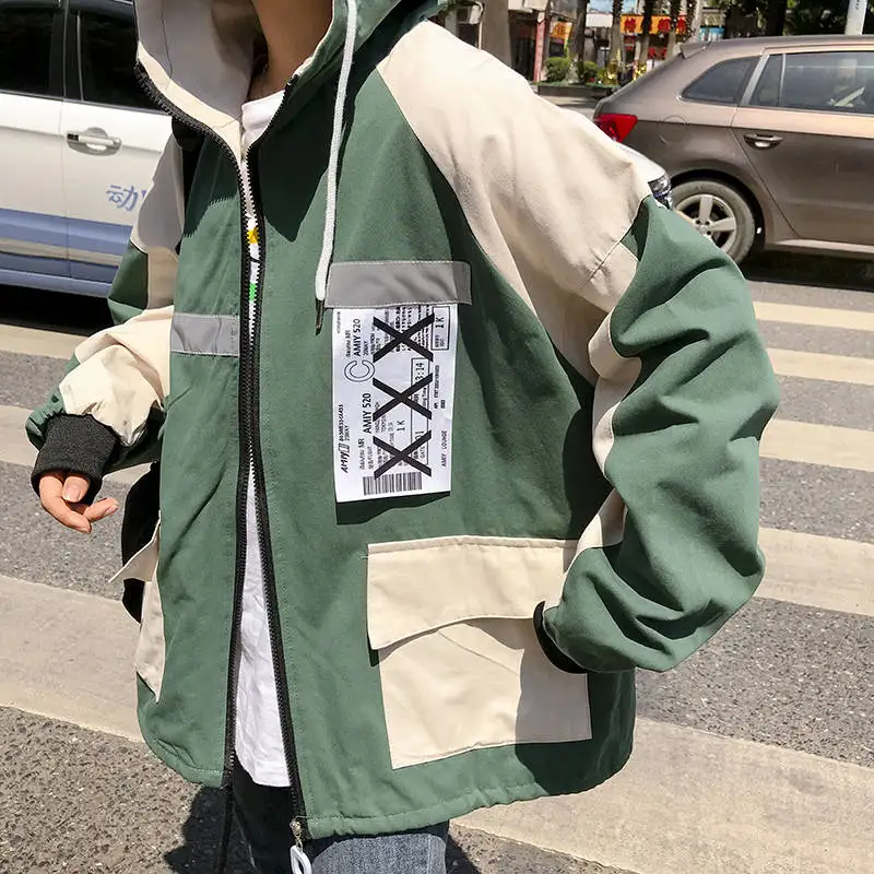 Bella philosophy Harajuku Женская куртка большого размера в стиле пэчворк, весна, новая верхняя одежда, пальто в стиле хип-хоп, уличная одежда, свободные куртки с капюшоном