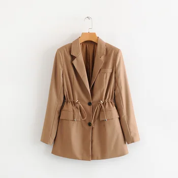 

2019 Autumn New Women Suit Coat Casual Blazer Khaki Turn Down Collar Slim Single Breasted Solid Female Jaket Femme