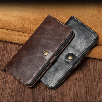 

wlzcyhbd Flip Retro Real Cow Leather Wallet Phone Cases For Huawei Mate 30 20 10 Pro P30 P20 Pro Soft Money Card Slot Thin Cover
