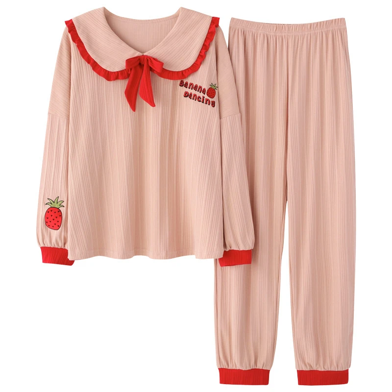 

Autumn winter ladies' sweet princess style loose long-sleeved pajamas casual and comfortable cotton home service suit JJF0130