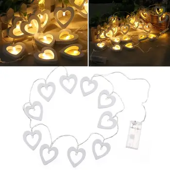 

LED Light String Fairy Light Wooden Heart Shape Christmas Decoration 1.2M