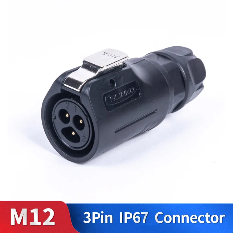 

M12 3 Pin Waterproof Connector Kit Plastic Shell Male and Female Industrial Outdoor Lighting Cable Plug and Socket