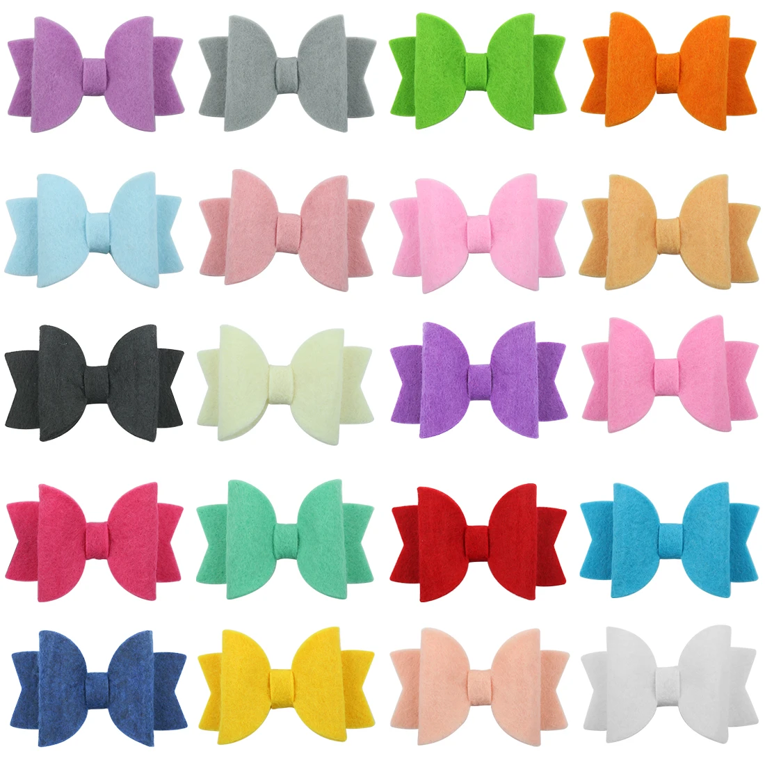 20pcs/set Girls Hair Bows Hairpins Barrettes Hairgrip 3 Inch Solid Hairbow Non Woven Warm Bow WITH/WITHOUT Clips New Headwear |