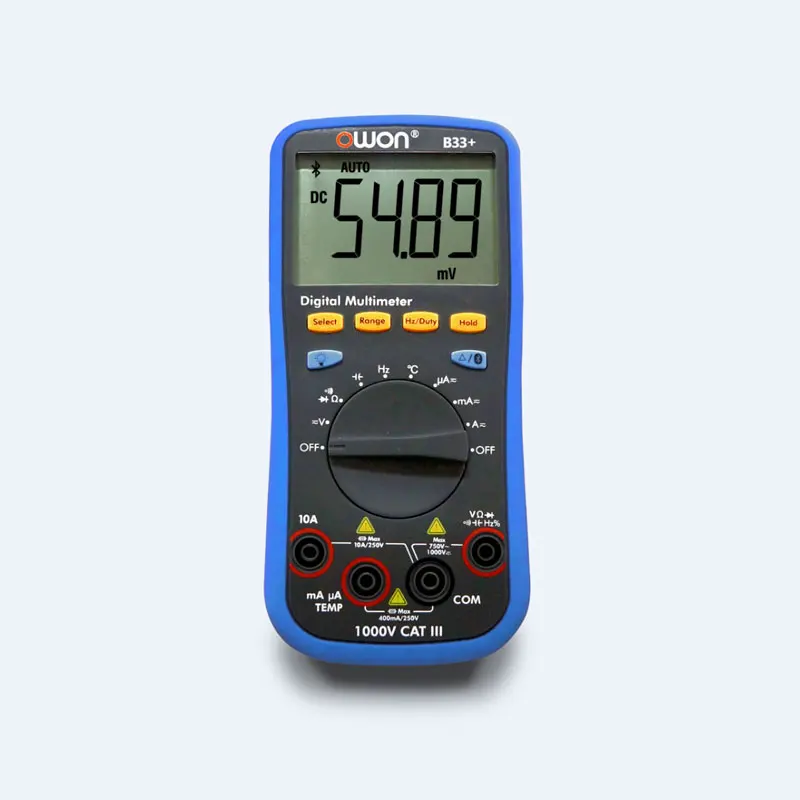 Owon B33+ 3 3/4 Digital Multmeter Portable LCD Display AC/DC Voltage Current Resistance Test Meter with Bluetooth 4000 Counts
