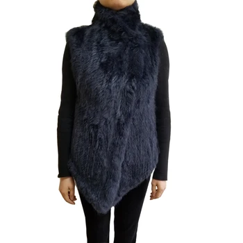 

New Arrival Promotion Women Real Rabbit Fur Vest Dense Knitted Fur Classical Vest