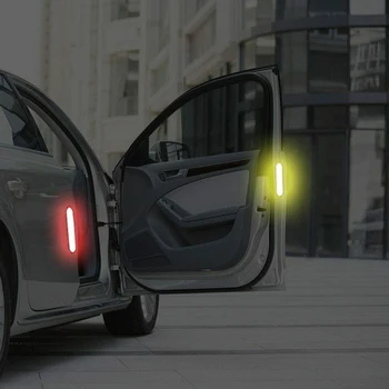 

4 Pieces/set Car Reflective Stickers Car Door Wheel Eyebrow Sticker Decal Warning Tape Safety Mark Reflective Strips