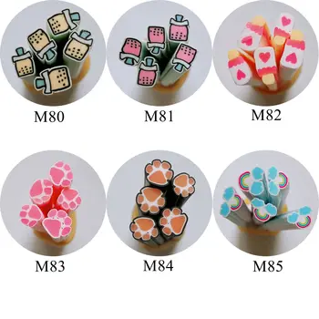 

100pcs 5mm Nail Art Polymer Clay Cane Ice-lolly Cat Paw Design Canes Nail Art Decoration