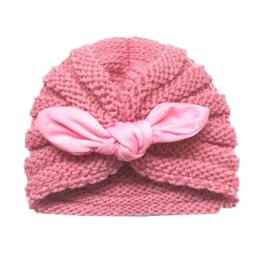 Милая вязаная шапка-тюрбан для новорожденных мальчиков и девочек, зимняя теплая шапка головной убор, шапка, шапка для малышей, шапка для новорожденных