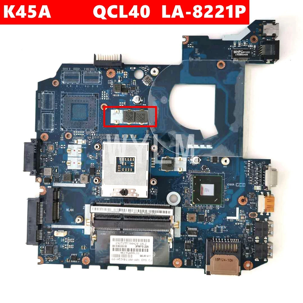 K45A QCL40 LA 8221P материнская плата REV1.0 для ASUS K45VD A45V K45VM K45VJ K45VS A85V Материнская ноутбука