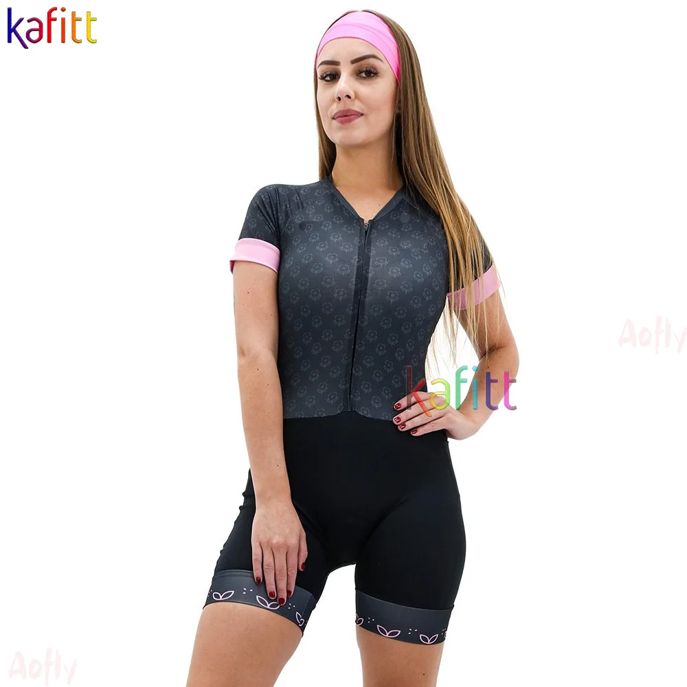 

Women's Cycling Jumpsuit Kafitt Bike Clothing Monkey Short Sleeve Bicycle Overalls Macaquinho Ciclismo