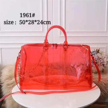 

Large Capacity Laser Travel Boston Bags for Women Luxury Fashion Chain Decoration Handbag Casual Transparent Single Shoulder Bag