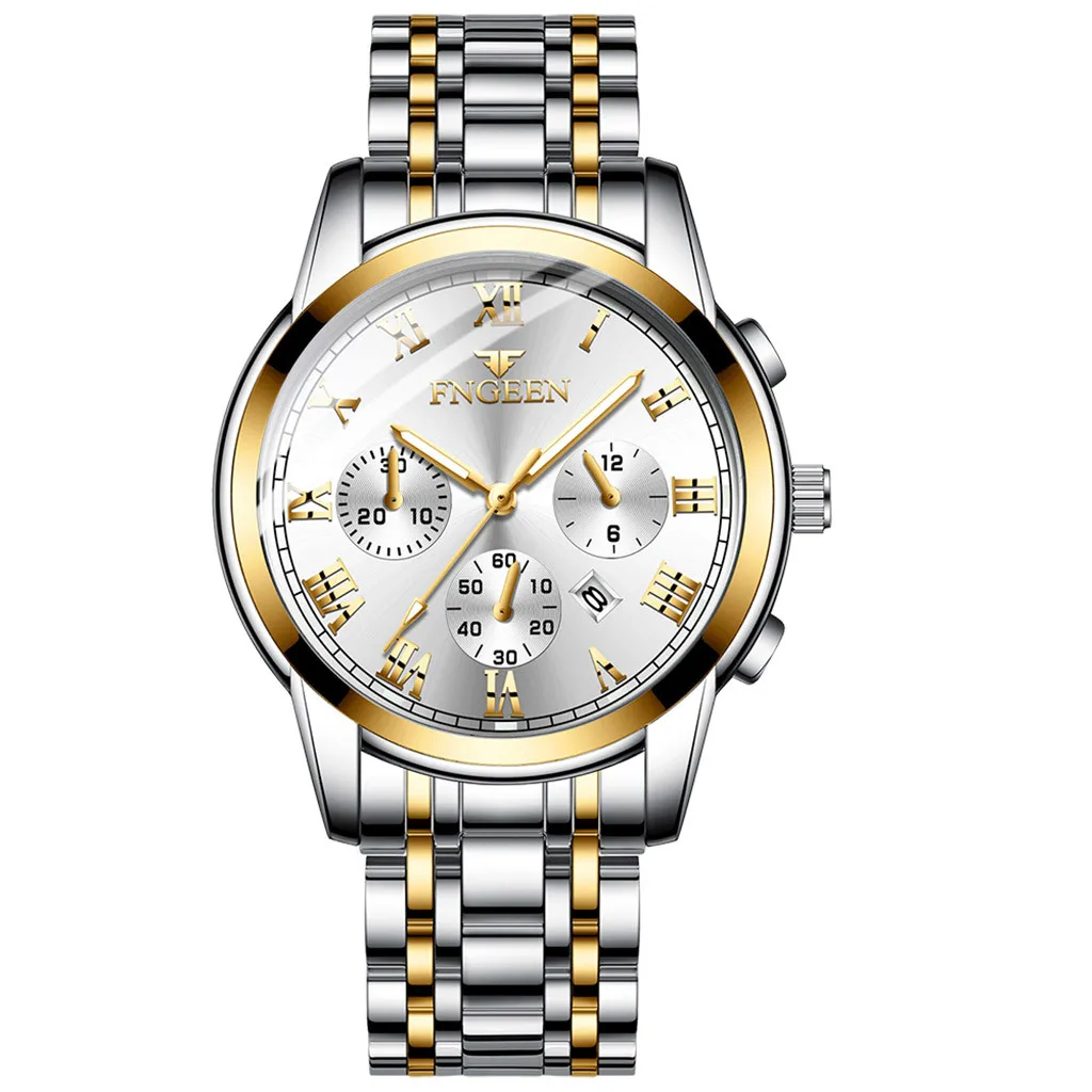 Мужские часы, мужские роскошные спортивные часы с ремешком из нержавеющей стали, кварцевые деловые наручные часы, часы в подарок, reloj hombre - Цвет: B