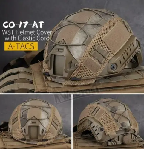 WoSporT Tactical Nylon Net Fast Helmet Cover w/Elastic Cord Hook Loop Sticker 