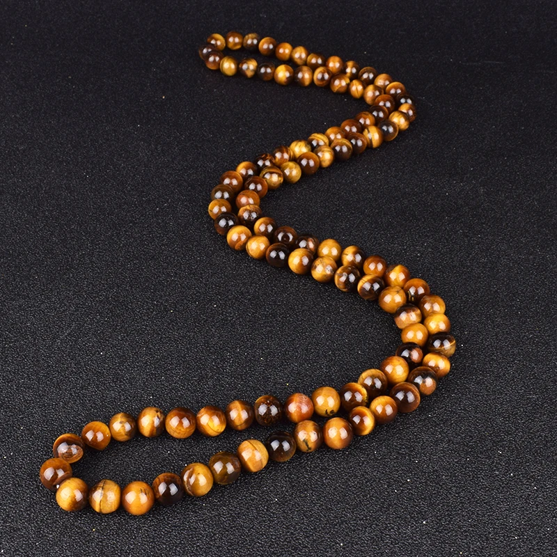 Fashion Tiger Eye Stone Beaded Necklaces Men Meditation Yoga Natural Stone Necklaces
