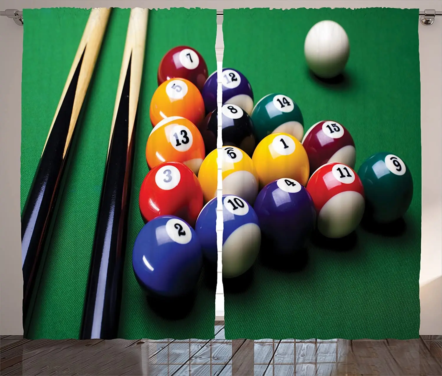 Manly Curtains Billiard Pool Balls Arrangement Snooker Contest