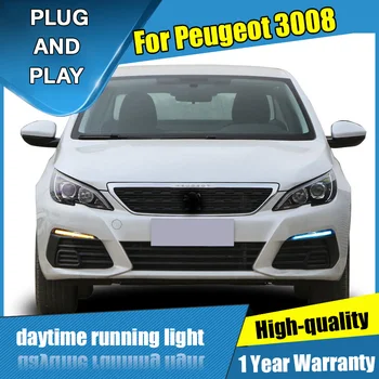 

2Pcs Car styling Ultra Bright LED Daytime Running lights for Peugeot 3008 2017-2019 Waterproof Auto Car DRL LED Fog light