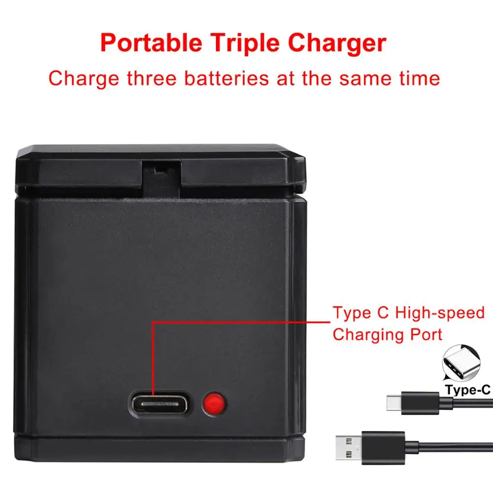 Batmax For GoPro 1680mAh Battery+USB Triple charger box with - Main Image
