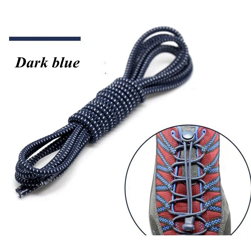 1 пара шнурков без галстука круглые весенние растягивающиеся фиксирующие шнурки для отдыха на открытом воздухе безопасные кроссовки для отдыха эластичные шнурки унисекс - Цвет: Dark blue