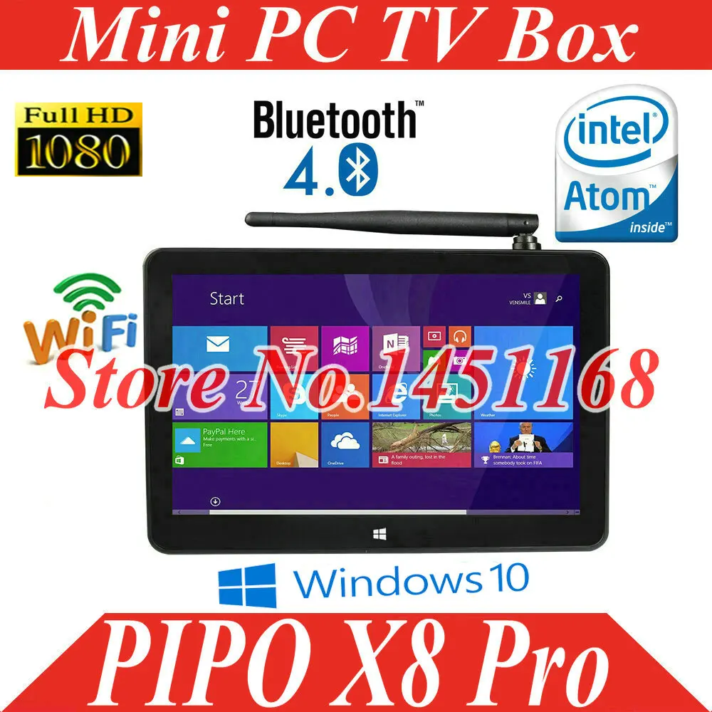 Smart Mini PC Tv Box Pipo X8 Pro TV 7 дюймовый экран Windows 10 Intel Quad Core 2 Гб + 32 планшет|pipo x8|tv box pipomini pc |