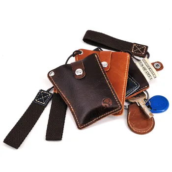 

2020 New Design Special Design Men Genuine Leather Card Holder Key Case with Wrist Handle Cool Pocket Cay Key Holder